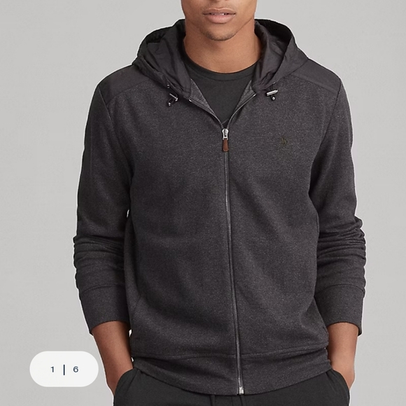 Polo Ralph Lauren Herringbone Hoodie Gina Grey Double Knit Hybrid Coastal XL